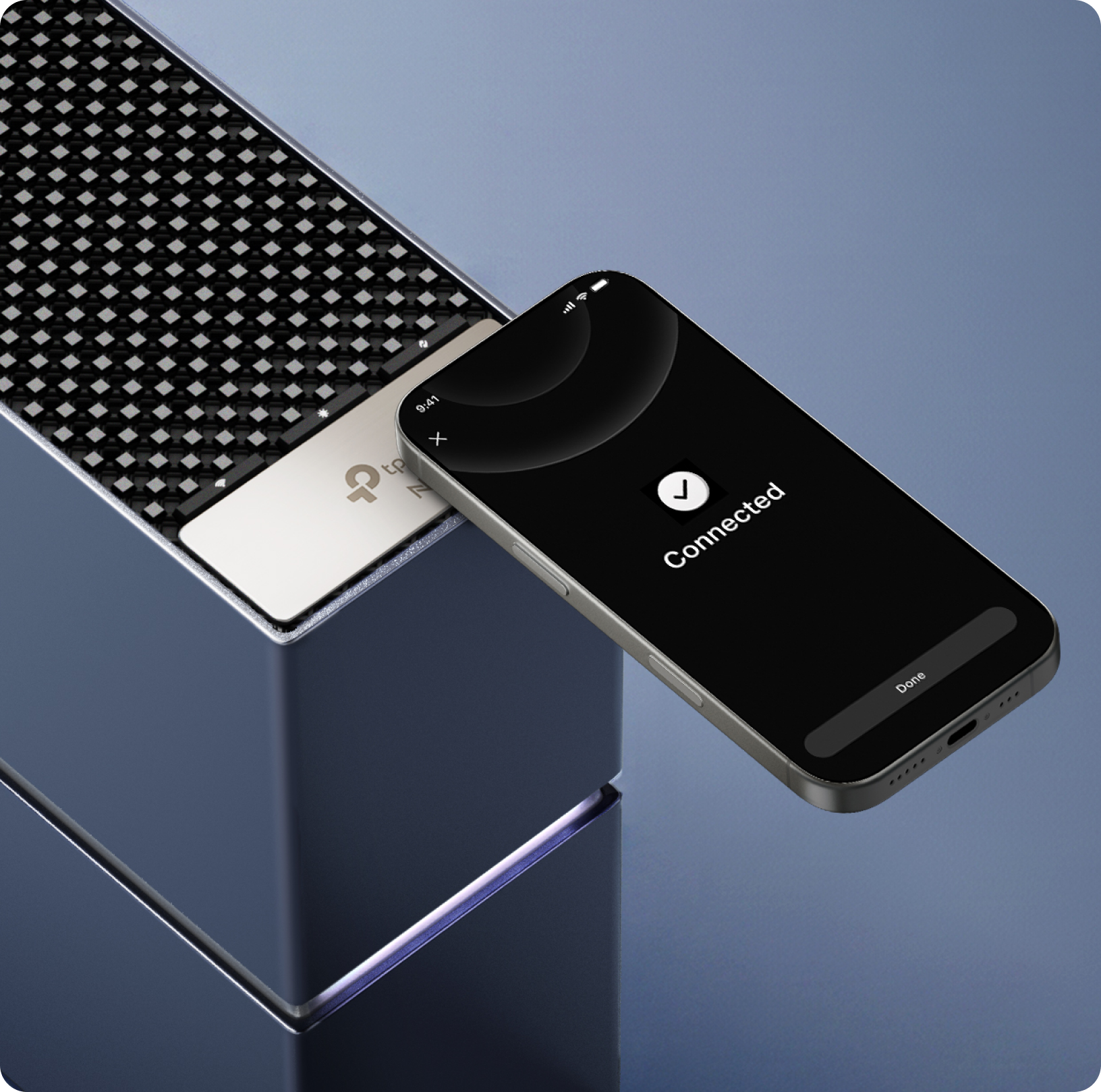 Official Archer 8 Ultra illustration showing a phone touching the NFC area on top of the BN800 router