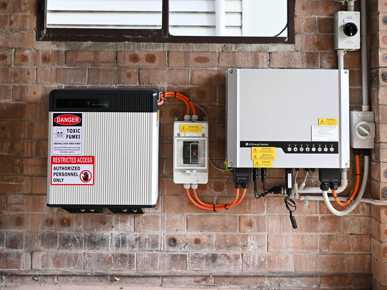 An LG residential battery and inverter installed at a Kiama Downs home